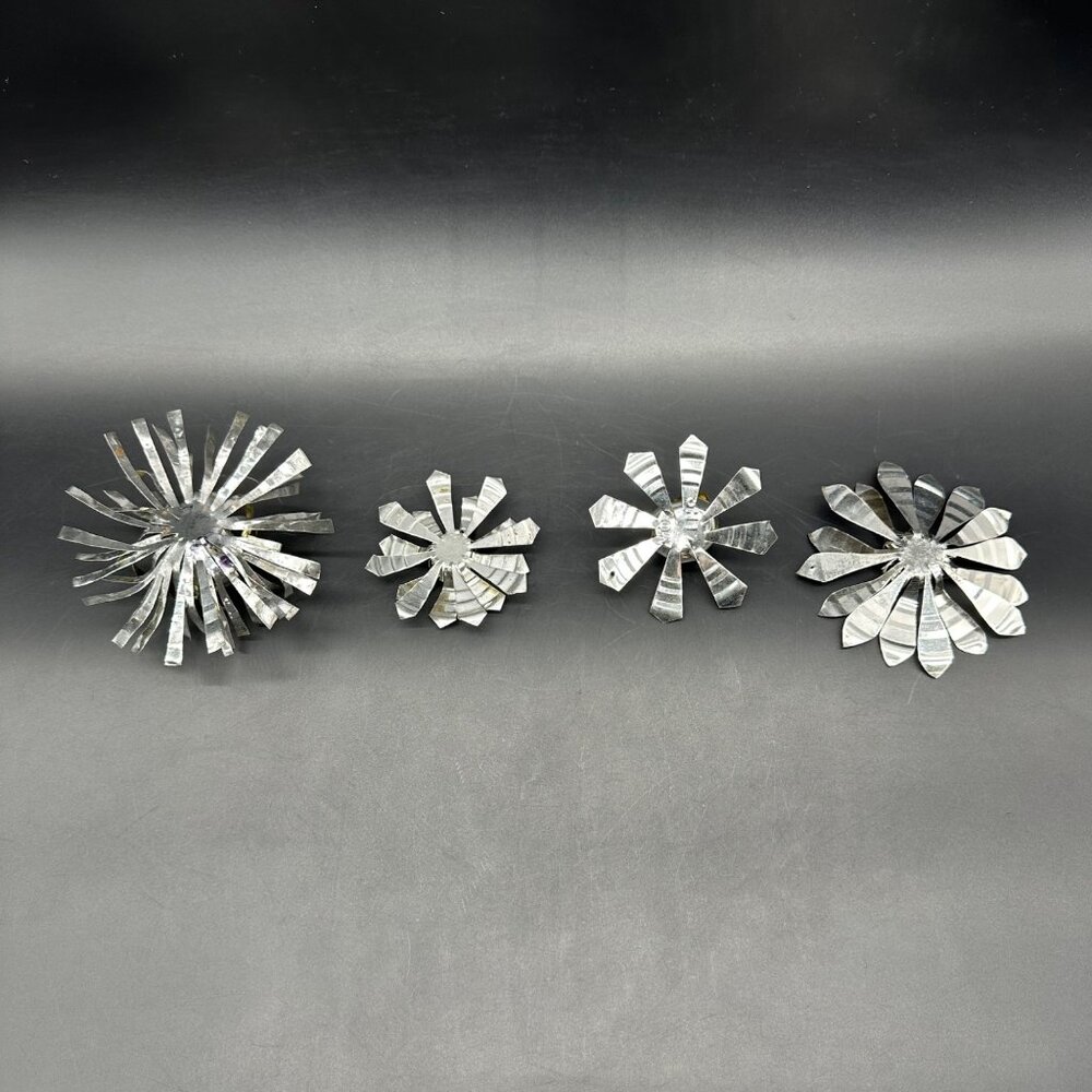 Vintage Atomic Flower Christmas Ornaments Aluminum Handmade Mid Century Modern - Picture 4 of 8